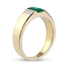 Thumbnail Image 2 of Men's Emerald-Cut Emerald and 0.12 CT. T.W. Diamond Octagonal Frame Tri-Sides Band in 10K Gold