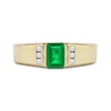 Thumbnail Image 3 of Men's Emerald-Cut Emerald and 0.12 CT. T.W. Diamond Octagonal Frame Tri-Sides Band in 10K Gold