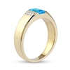 Men's Emerald-Cut Swiss Blue Topaz and 0.12 CT. T.W. Diamond Trio Wedding Band in 10K Gold