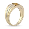 Thumbnail Image 1 of Men's Oval Madeira Citrine and 0.15 CT. T.W. Diamond Tri-Sides Grooved Band in 10K Two-Tone Gold