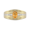 Thumbnail Image 2 of Men's Oval Madeira Citrine and 0.15 CT. T.W. Diamond Tri-Sides Grooved Band in 10K Two-Tone Gold