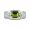 Thumbnail Image 2 of Men's Sideways Octagonal Peridot and White Lab-Created Sapphire Tri-Sides Channel Band in Sterling Silver