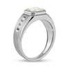 Men's Sideways Octagonal Lab-Created Opal and White Lab-Created Sapphire Tri-Sides Channel Band in Sterling Silver