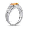 Thumbnail Image 2 of Men's Sideways Octagonal Citrine and White Lab-Created Sapphire Tri-Sides Channel Band in Sterling Silver