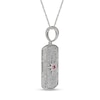 Thumbnail Image 2 of Men's Lab-Created Ruby and White Lab-Created Sapphire Border Eight-Point Star Dog Tag Pendant in Sterling Silver - 22&quot;