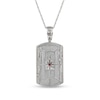 Thumbnail Image 2 of Men's Lab-Created Ruby and White Lab-Created Sapphire Border Eight-Point Star Dog Tag Pendant in Sterling Silver - 22"