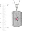 Thumbnail Image 3 of Men's Lab-Created Ruby and White Lab-Created Sapphire Border Eight-Point Star Dog Tag Pendant in Sterling Silver - 22"