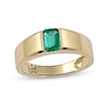 Men's Emerald-Cut Lab-Created Emerald Solitaire Octagonal Frame Band in 10K Gold