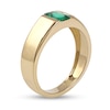 Men's Emerald-Cut Lab-Created Emerald Solitaire Octagonal Frame Band in 10K Gold