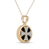 Thumbnail Image 2 of Men's 14.0mm Hematite and 0.05 CT. T.W. Diamond Flared Cross Overlay Disc Pendant in 10K Gold - 22&quot;