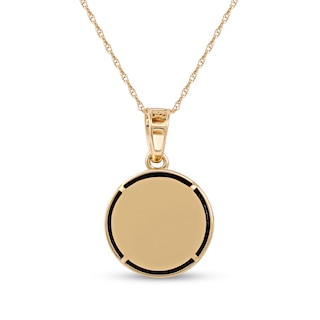 Men's 14.0mm Hematite and 0.05 CT. T.W. Diamond Flared Cross Overlay Disc Pendant in 10K Gold - 22"