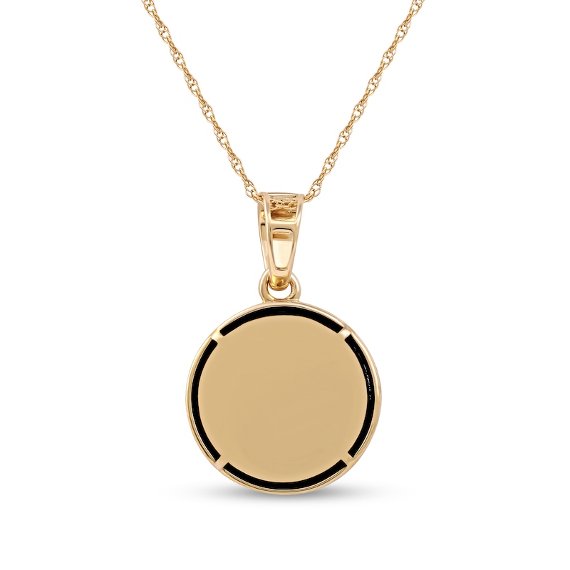 Main Image 3 of Men's 14.0mm Hematite and 0.05 CT. T.W. Diamond Flared Cross Overlay Disc Pendant in 10K Gold - 22&quot;