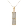 Men's Black Spinel and White Lab-Created Sapphire Frame Three-Dimensional Vertical Bar Pendant in 10K Gold – 22"