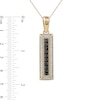 Men's Black Spinel and White Lab-Created Sapphire Frame Three-Dimensional Vertical Bar Pendant in 10K Gold – 22"