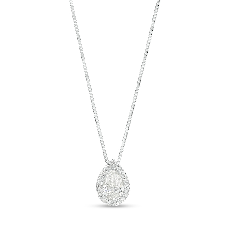 0.50 CT. T.W. Pear-Shaped Certified Canadian Diamond Frame Pendant in 14K White Gold (I/I2)|Peoples Jewellers