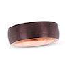 Men's 8.0mm Brushed Wedding Band in Tantalum with Brown and Rose Ion-Plate (1 Line)