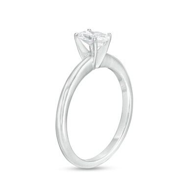 0.40 CT. Certified Canadian Oval Diamond Solitaire Engagement Ring in 14K White Gold (I/I1)