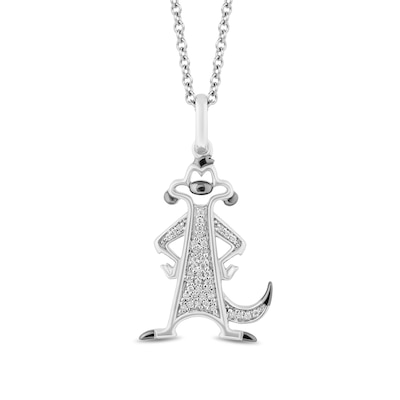 Disney Treasures The Lion King 0.065 CT. T.W. Diamond Timon Pendant in Sterling Silver – 19"