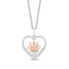 Thumbnail Image 0 of Enchanted Disney Jasmine 0.18 CT. T.W. Diamond Frame Flower in Heart Pendant in Sterling Silver and 10K Rose Gold – 19"