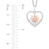 Thumbnail Image 2 of Enchanted Disney Jasmine 0.18 CT. T.W. Diamond Frame Flower in Heart Pendant in Sterling Silver and 10K Rose Gold – 19"