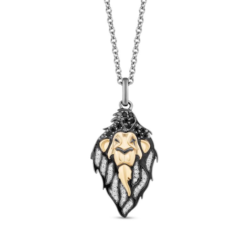 Disney Treasures The Lion King Black Enhanced and White Diamond Scar Pendant in Sterling Silver and 10K Gold – 19"|Peoples Jewellers