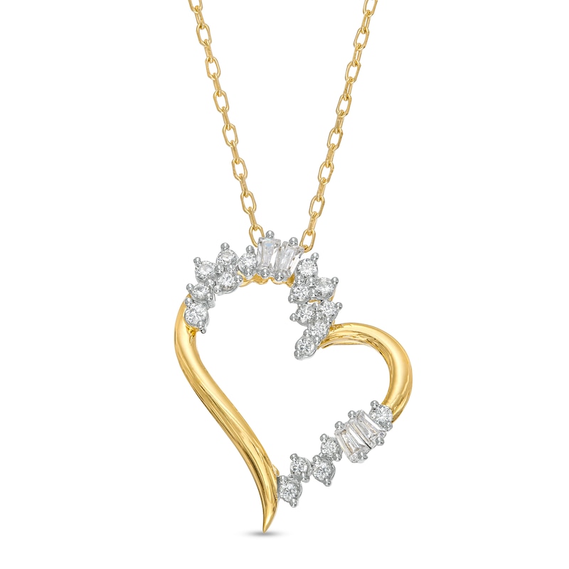 0.25 CT. T.W. Diamond Abstract Shadow Heart Pendant in 10K Gold|Peoples Jewellers