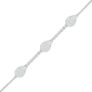 0.145 CT. T.W. Diamond Teardrop Station Line Bracelet in Sterling Silver - 7.5"