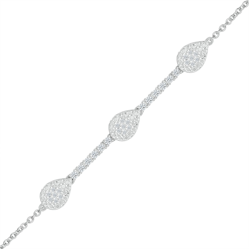 0.145 CT. T.W. Diamond Teardrop Station Line Bracelet in Sterling Silver - 7.5"|Peoples Jewellers