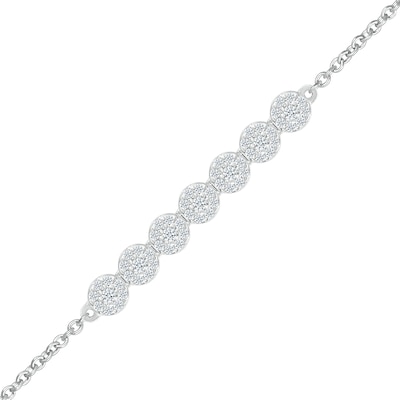 0.18 CT. T.W. Multi-Diamond Seven Stone Bracelet in Sterling Silver - 7.5"