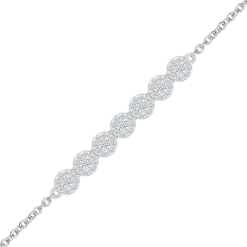 0.18 CT. T.W. Multi-Diamond Seven Stone Bracelet in Sterling Silver - 7.5"