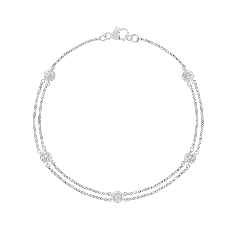 0.145 CT. T.W. Diamond Frame Station Bracelet in Sterling Silver - 7.5"|Peoples Jewellers