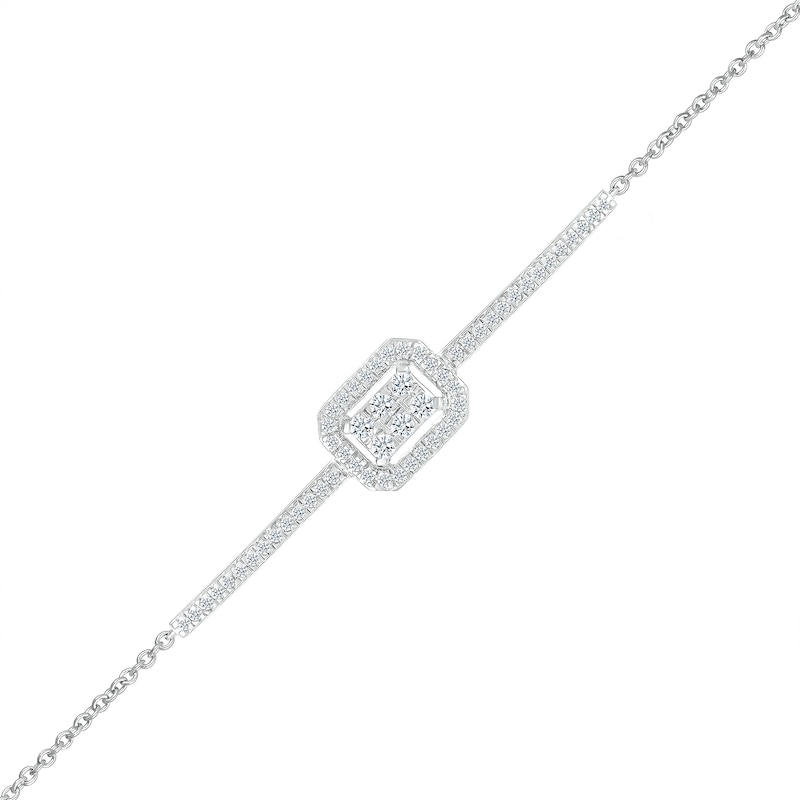 0.23 CT. T.W. Multi-Diamond Octagon Frame Bracelet in Sterling Silver - 7.5"