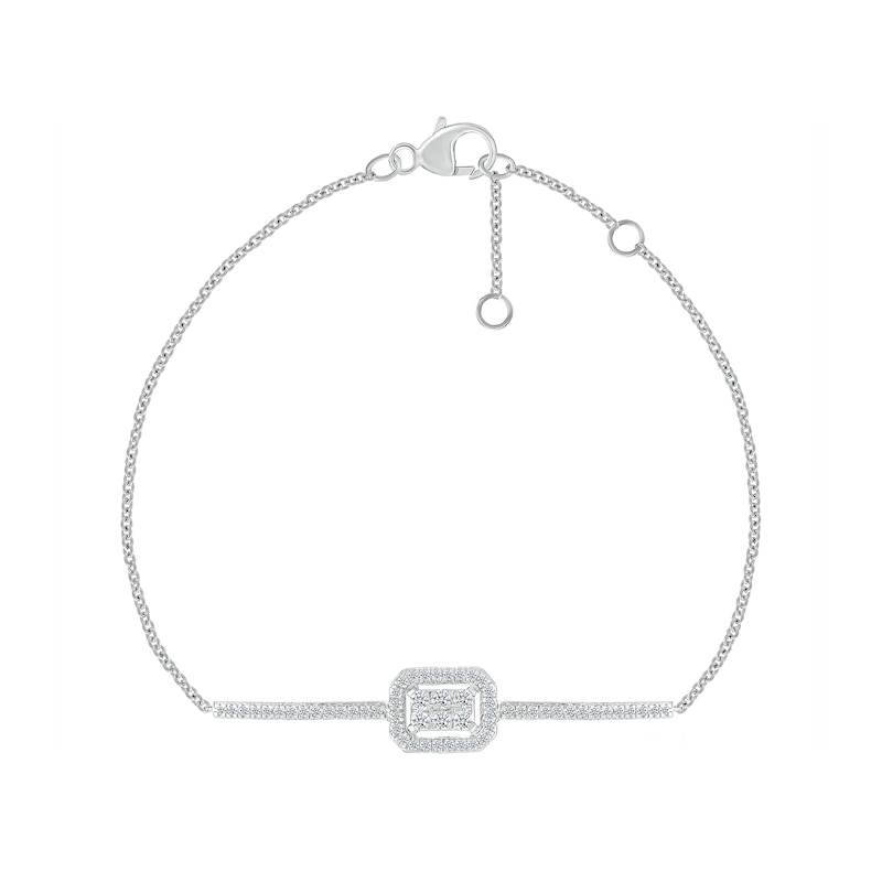 0.23 CT. T.W. Multi-Diamond Octagon Frame Bracelet in Sterling Silver - 7.5"|Peoples Jewellers