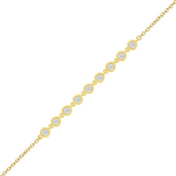 0.18 CT. T.W. Bezel-Set Diamond Link Bracelet in 10K Gold - 7.5"