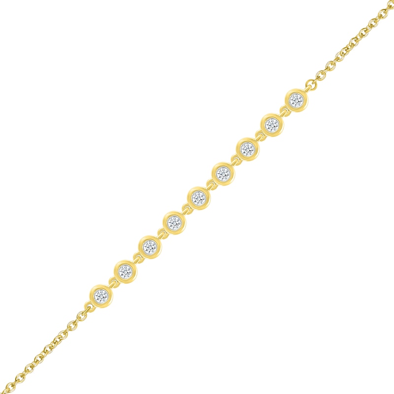 0.18 CT. T.W. Bezel-Set Diamond Link Bracelet in 10K Gold - 7.5"|Peoples Jewellers