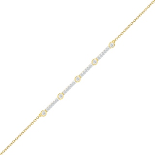 0.145 CT. T.W. Diamond Station Line Bracelet in 10K Gold - 7.5"