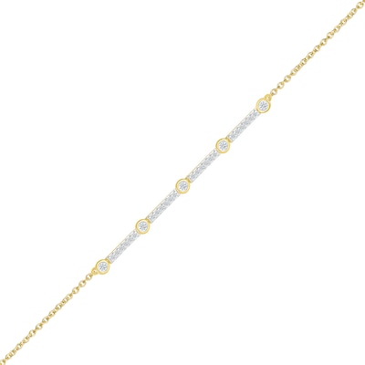 0.145 CT. T.W. Diamond Station Line Bracelet in 10K Gold - 7.5"