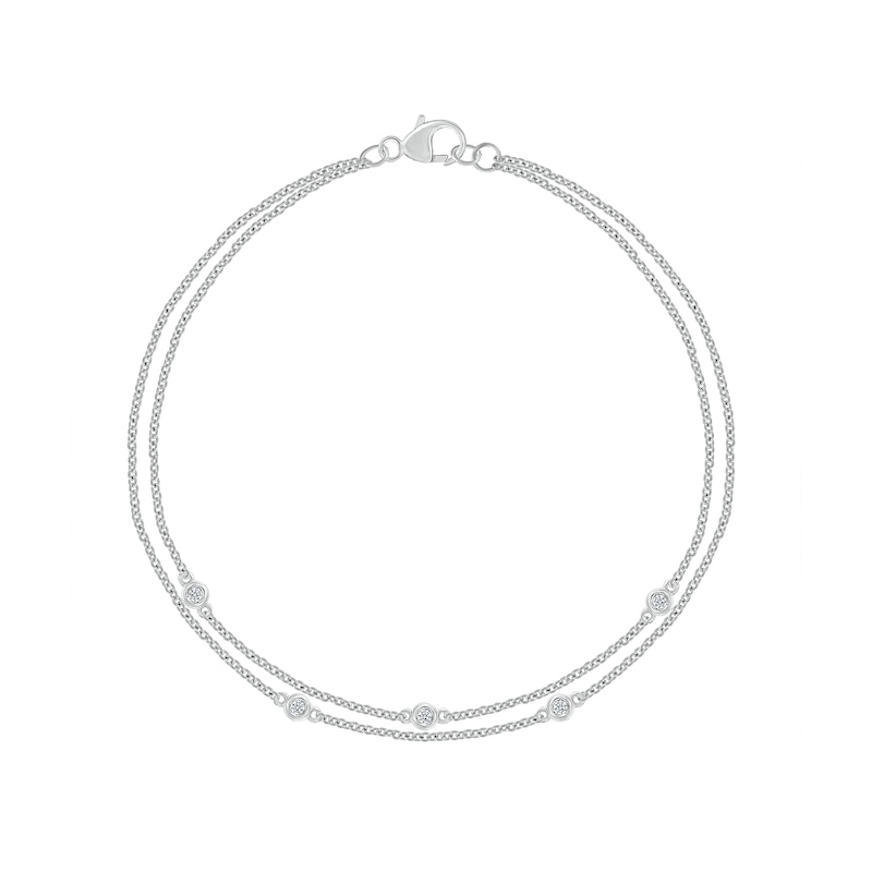 0.065 CT. T.W. Diamond Station Double Strand Bracelet in Sterling Silver - 7.5"|Peoples Jewellers