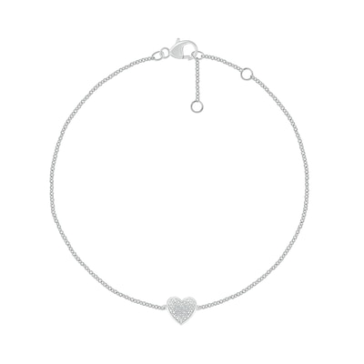 Diamond Accent Heart Station Bracelet in Sterling Silver - 7.5"