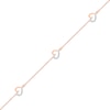 Thumbnail Image 0 of 0.065 CT. T.W. Diamond Hearts Station Bracelet in Sterling Silver with 14K Rose Gold Plate - 7.5"
