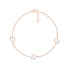 Thumbnail Image 1 of 0.065 CT. T.W. Diamond Hearts Station Bracelet in Sterling Silver with 14K Rose Gold Plate - 7.5"
