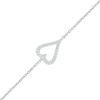 Thumbnail Image 0 of 0.04 CT. T.W. Diamond Single Heart Station Bracelet in Sterling Silver - 7.5"