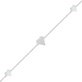 0.085 CT. T.W. Diamond Hearts Station Bracelet in Sterling Silver - 7.5"