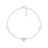 Thumbnail Image 1 of 0.085 CT. T.W. Diamond Hearts Station Bracelet in Sterling Silver - 7.5"