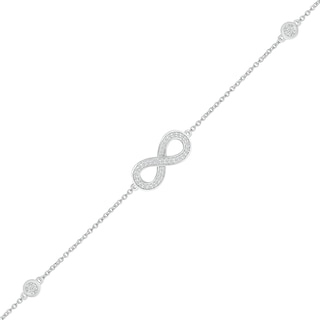 0.085 CT. T.W. Diamond Infinity Station Bracelet in Sterling Silver - 7.5"