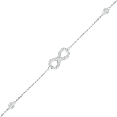 0.085 CT. T.W. Diamond Infinity Station Bracelet in Sterling Silver - 7.5"