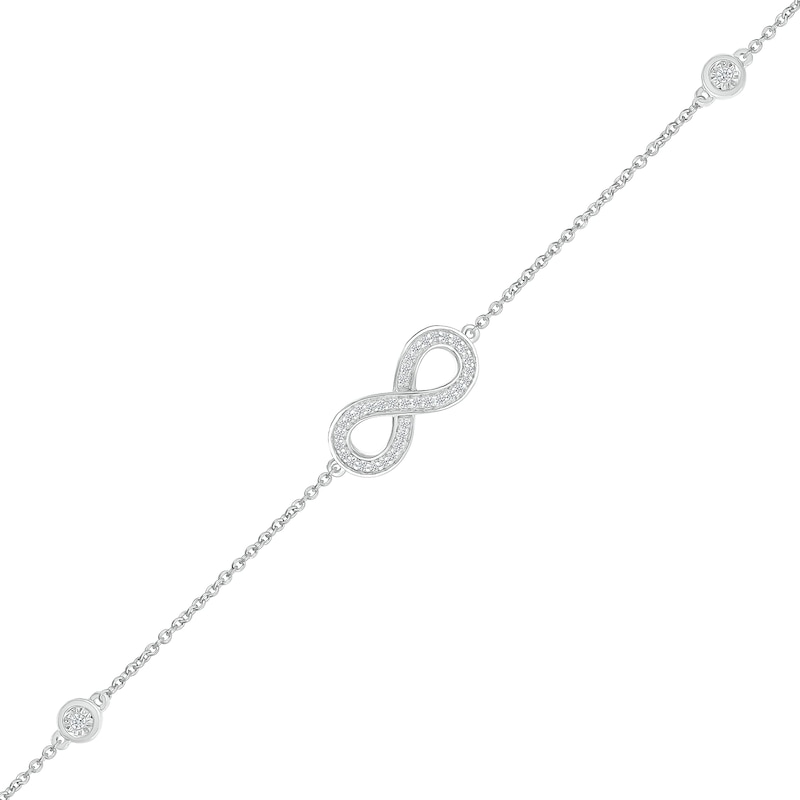 0.085 CT. T.W. Diamond Infinity Station Bracelet in Sterling Silver - 7.5"