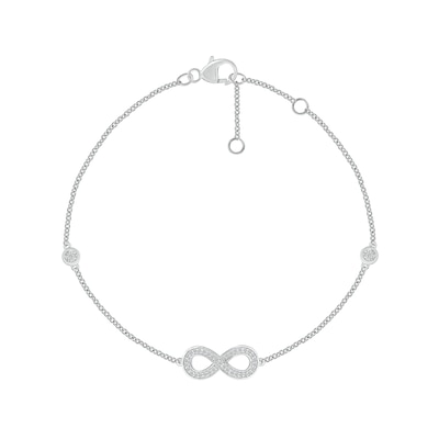 0.085 CT. T.W. Diamond Infinity Station Bracelet in Sterling Silver - 7.5"