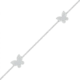 0.066 CT. T.W. Diamond Butterflies Bracelet in Sterling Silver - 7.5&quot;