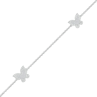 0.066 CT. T.W. Diamond Butterflies Bracelet in Sterling Silver - 7.5"